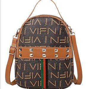 Studded Decor Letter Graphic Satchel Bag